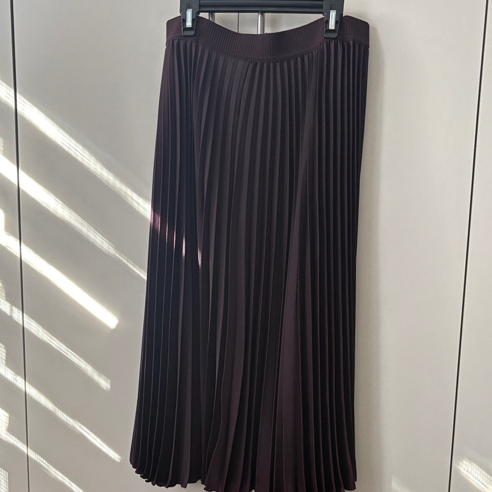 H&M Dark Brown Pleated A-Line Skirt